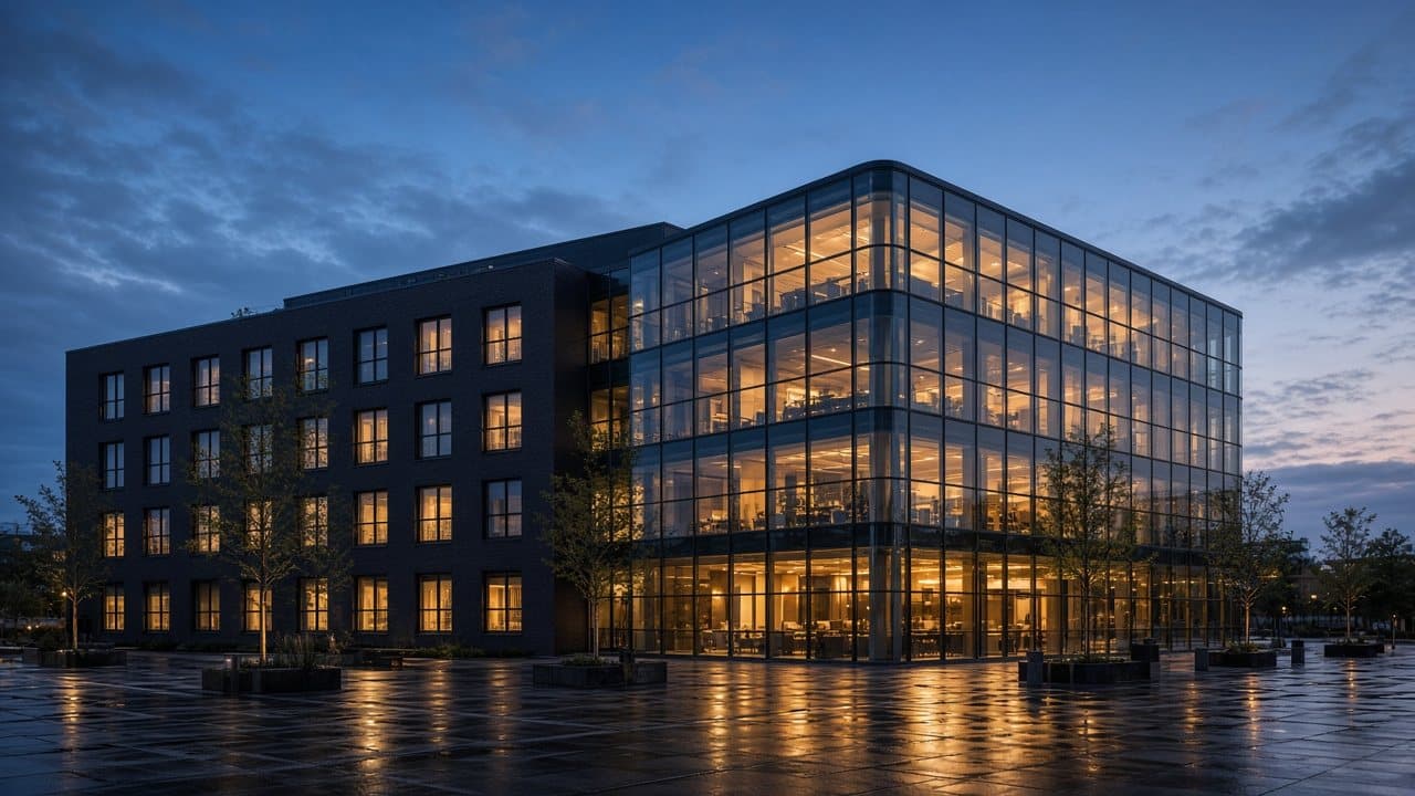 Windows and curtain wall on the same plot