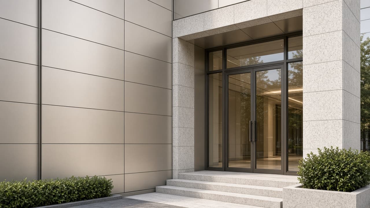 Aluminum panel and stone cladding